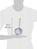 TIKUSAN Miso Strainer and Muddler Miso Dissolver Misokoshi Stainless Steel with Wooden Muddler for Making Miso Soup Made in Japan Large Size