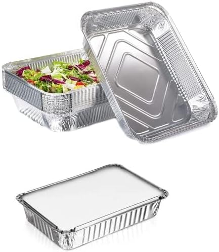 BIBRADAA®Aluminum Pans with Lids,74.4oz(12Pack),37.2oz(10Pack),23.7oz(13Pack),Foil Pans with Lids(Cardboard Covers),Disposable Tin Foil Pans,for Baking, Meal Prep and Freezer, Takeout.