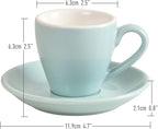Porcelain Espresso Cup with Saucer, Espresso shot Cup, 80ml/2.7Oz, Blue