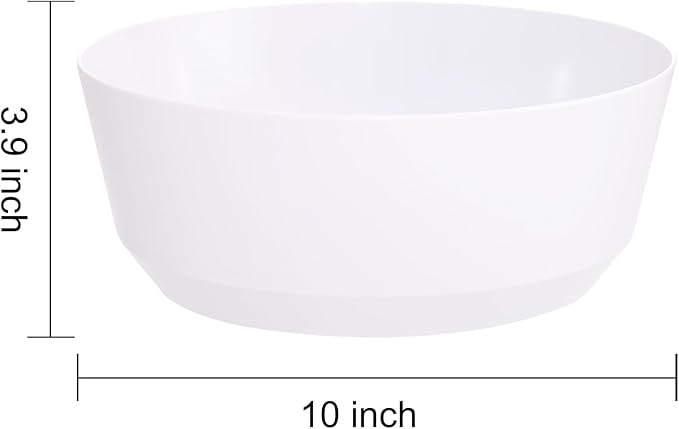 Hioasis 8 Pack Plastic Serving Bowls 128oz White Plastic Bowls Heavy Duty Disposable Serving Bowls for Party Snack & Salad & Candy & Bar Buffet