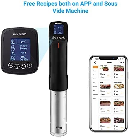 Inkbird WIFI Sous Vide Machine ISV-100W| 1000W Sous-Vide Cooker Immersion Circulator with 14 Preset Recipes on APP and Thermal Immersion, Fast-Heating with Timer (Sous Vide +Vacuum Sealer Machines)