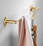 21.6 Inch Towel Bar with 5 S Shaped Hooks,Brass Towel Holder Brushed Gold Towel Rack for Bathroom Kitchen