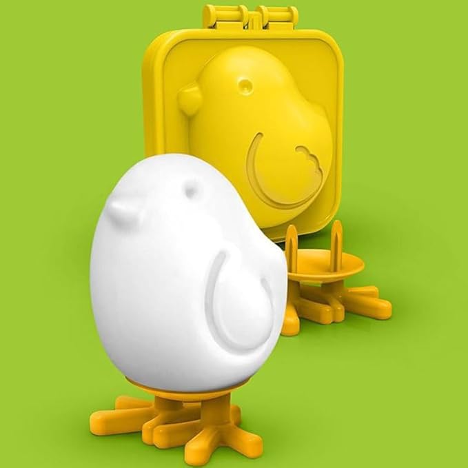Set of 2 Yellow Chick Boiled Egg Molds - Cute Creative Egg Shaper, Fun Breakfast Helper