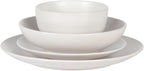 Gibson Home Queenslane 16 Piece Plates and Bowls Dishes Stoneware Ceramic Dinnerware Sets - Matte White