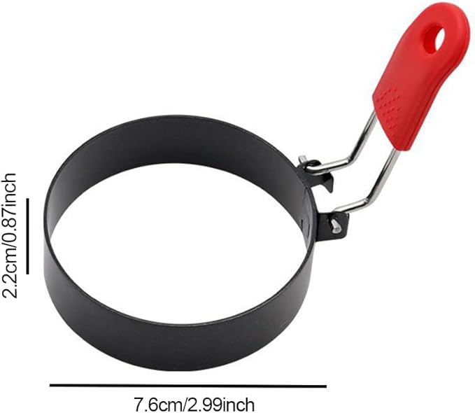 4 Pack Egg Rings,Stainless Steel Frying Ring Tool Non Stick Egg Frying Rings with Folding Handles and Oil Brush for Cooking Breakfast Sandwich Burger(COLOR:black)