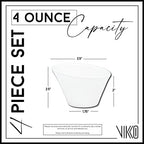 Vikko Mini White Bowls, Set of 4 Ceramic White Bowls, 3.75 Ounce Small Bowl, Elegant Shape Versatile for Dips, Desserts or Candy Dish, Dishwasher Safe