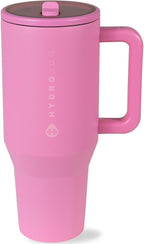 HydroJug Traveler - 32 oz Water Bottle with Handle & Flip Straw - Fits in Cup Holder, Leak Resistant Tumbler-Reusable Insulated Stainless Steel & Rubber Base - Gifts for Women & Men, Taffy