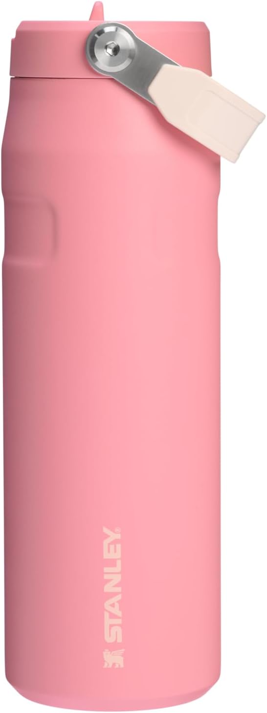 Stanley IceFlow Flip Straw 2.0 Water Bottle 24 oz | Built-In Straw for Travel and Sports | Lightweight and Leak Resistant | Insulated Stainless Steel | BPA-Free | Pink Mesa