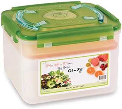 e-jen Premium Kimchi, Sauerkraut Container Probiotic Fermentation with Inner Vacuum Lid (Earthenware Green, 1.9 gal/ 7.4L)