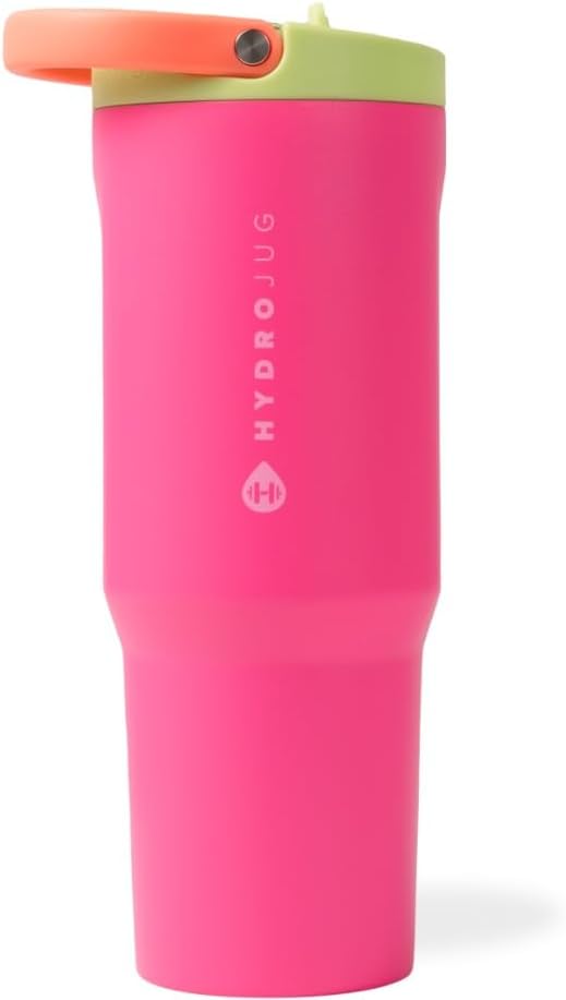 HydroJug Sport - Stainless Steel Tumbler with Straw, Vacuum Insulated, 32oz Leakproof Water Bottle, Ergonomic Design, Reusable, Dishwasher Safe, Rubber Base, Durable for Gym or Outdoors, Orchid