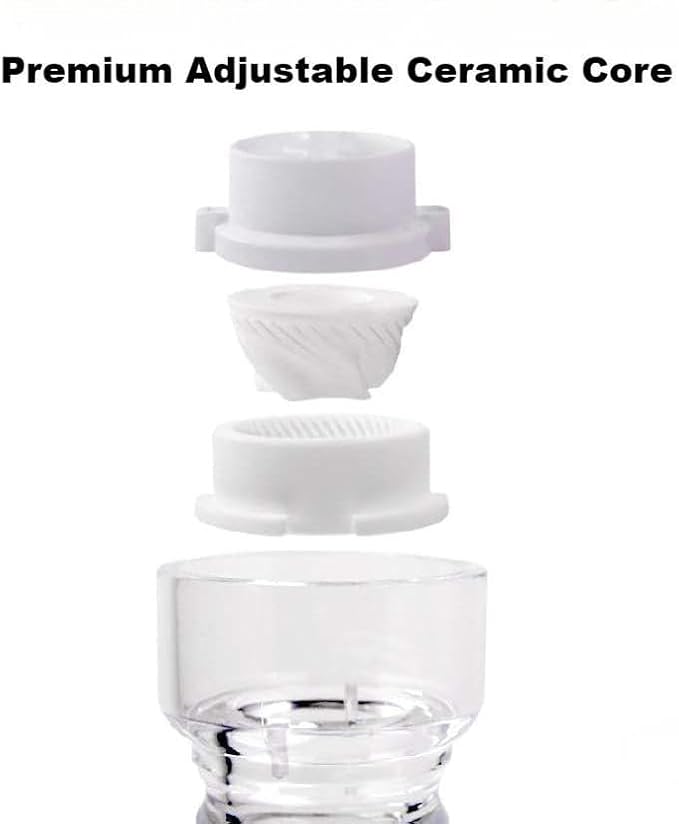 Premium Manual Crystal Pepper and Salt Grinder.Eco-Friendly Adjustable Wooden Top Mill with Ceramic Core. Visual Transparent Acrylic Body with 4.4oz Capacity（8"）