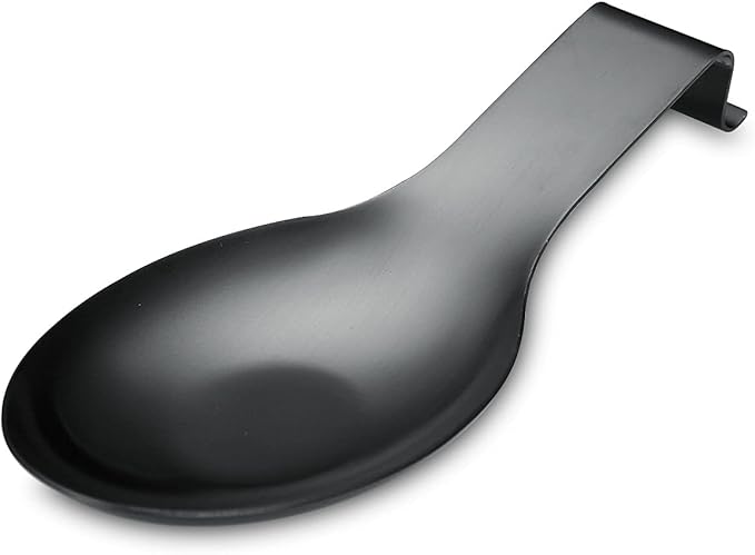 Matte Black Spoon Rest, Stainless Steel Spoon Holder for Stove Top, kitchen utensils Holder for Ladles, Tongs, Spatula, Stove Spoon Holder, Pot Lid Holder, Dishwasher Safe (1PC-9.5 Inch)