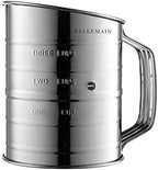 Bellemain 3 Cup Flour Sifter for Baking Fine Mesh Rotary Hand Crank with Loop Agitator for Quick Sifting, Flour Sifter Stainlees Steel