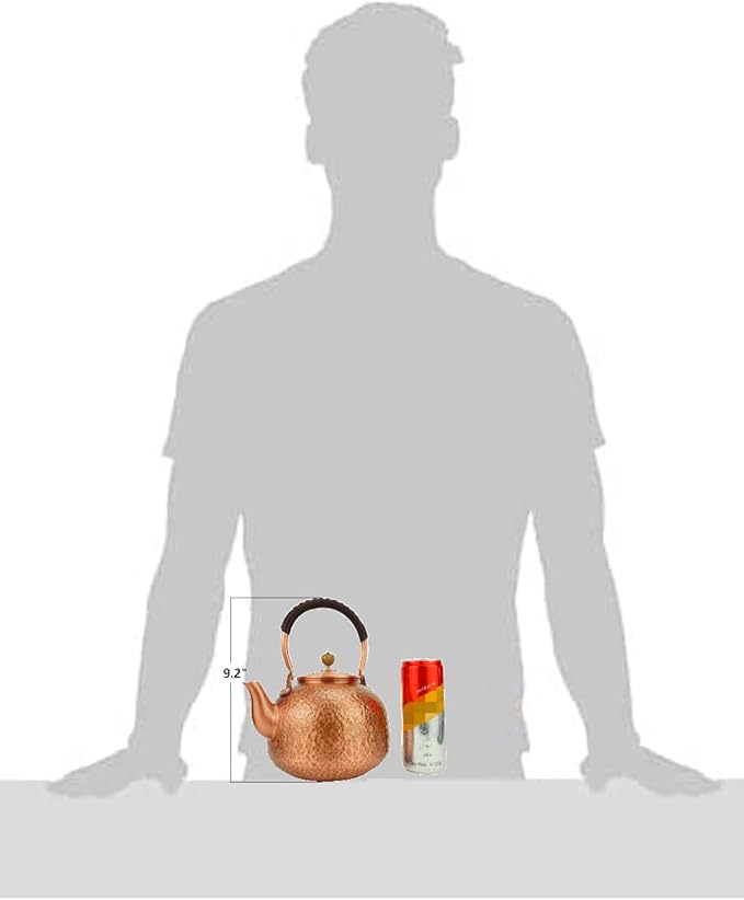 Funmaker Handmade Solid Copper Tea Pot Kettle Stovetop Teapot Thick Hammered Copper Tea Pot Kettle Stovetop Teapot Made for gasstove tops pure copper kettle (Type 7-2200ml)