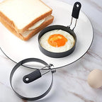 zeeooil Egg Rings 2 Pack Large 6 Inch Pancake Mold 2 Pack 3.5 Inch Stainless Steel Nonstick Egg Ring, Egg Mold for Frying Eggs (2 Packs 3.5"+2 Packs 6")