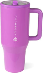 HydroJug Traveler - 32 oz Water Bottle with Handle & Flip Straw - Fits in Cup Holder, Leak Resistant Tumbler-Reusable Insulated Stainless Steel & Rubber Base - Gifts for Women & Men, Pulse