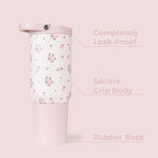 HydroJug Sport - Stainless Steel Tumbler with Straw, Vacuum Insulated, 20oz Leakproof Water Bottle, Ergonomic Design, Reusable, Dishwasher Safe, Rubber Base, Durable for Gym or Outdoors, Wildrose