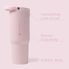 HydroJug Sport - Stainless Steel Tumbler with Straw, Vacuum Insulated, 32oz Leakproof Water Bottle, Ergonomic Design, Reusable, Dishwasher Safe, Rubber Base, Durable for Gym or Outdoors, Pink Sand