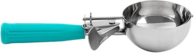 Restaurantware Met Lux 6 Ounce Portion Scoop 1 Durable Disher Scoop - Thumb Trigger Teal Stainless Steel Ice Cream Disher For Portion Control For Ice Cream Mashed Potato And Cookie Dough