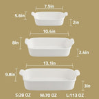 Sweejar Baking Pans Set, Ceramic 9x13 Baking Dish with Handle, Rectangular Casserole Dishes for Oven, Bakeware Sets of 3, Durable Lasagna Pan Deep for Kitchen, Banquet, Wedding Gift(White)