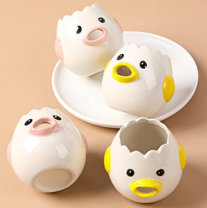 Egg White Yolk Separator Kitchen Egg Separator Yolk Separator Cute Egg Filter Egg Separator Creative Kitchen Tool Household (Yellow)