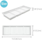Divided Serving Tray Platter, 2 Pack 17.6" x 6" Fruit Veggie Food Tray for Party, Plastic Serving Trays for Appetizer, Snack, Dessert, Cookie, Brunch Decorations Platters, White Trays BPA-Free