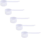 Plastic Measuring Scoop, (43 cc | 1.5 Oz. | 43 mL) Long Handle Spoons for Powders, Granules, Coffee, Pet Food, Baking Supplies, Protein and Other Dry Goods, BPA Free (Set of 5)
