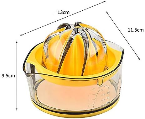 Citrus Lemon Orange Juicer, Manual Hand Squeezer with Built-in Measuring Cup and Strainer, 8OZ (Yellow)