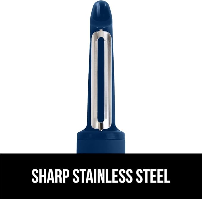 GORILLA GRIP Patented BPA-Free Sharp Stainless Steel Swivel Vegetable Peeler, Comfortable Handle Potato Peelers, Smooth Peeling, Peel Carrots Apple, Includes Blade Cover, Kitchen Tool, Blue