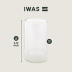 IWAS Upcycled Tall Clear Drinking Glasses | 350 ML | 12 OZ | Set of 6 | Sustainable Water and Cocktail Glasses For Home | Environmentally Friendly