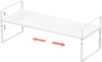 Expandable Stackable Spice Rack Cabinet Shelf Organizer in Cabinets Shelves Kitchen Cupboard Organization Stack up Racks Pantry Countertop Storage Medium/White 1 Pack