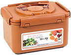 e-jen Premium Kimchi, Sauerkraut Container Probiotic Fermentation with Inner Vacuum Lid (Earthenware Brown, 1.3 gal/ 5.2L)