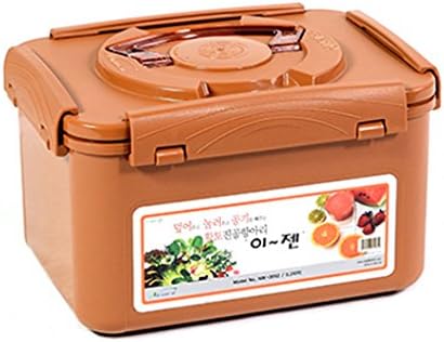 e-jen Premium Kimchi, Sauerkraut Container Probiotic Fermentation with Inner Vacuum Lid (Earthenware Brown, 1.3 gal/ 5.2L)