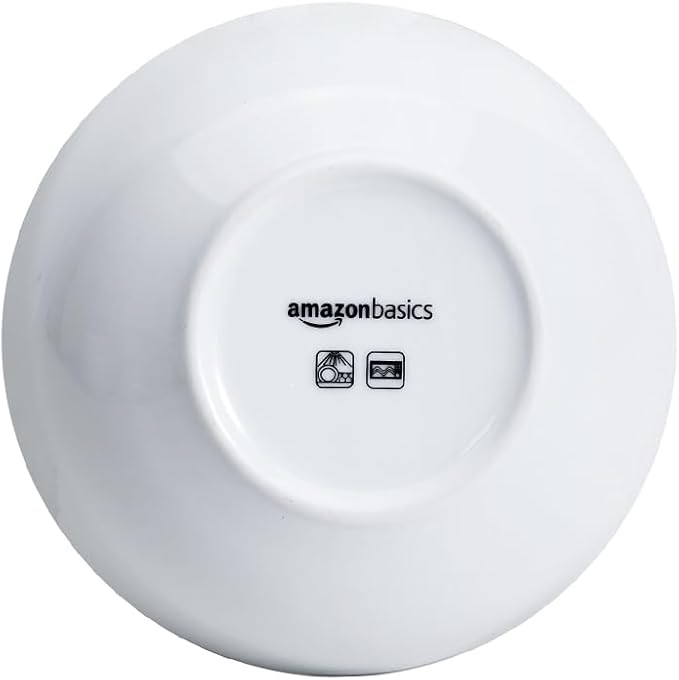 Amazon Basics 16-Pack White Porcelain Coupe Bowl, 5.9" diameter, Round, Microwave-safe, Commercial-grade
