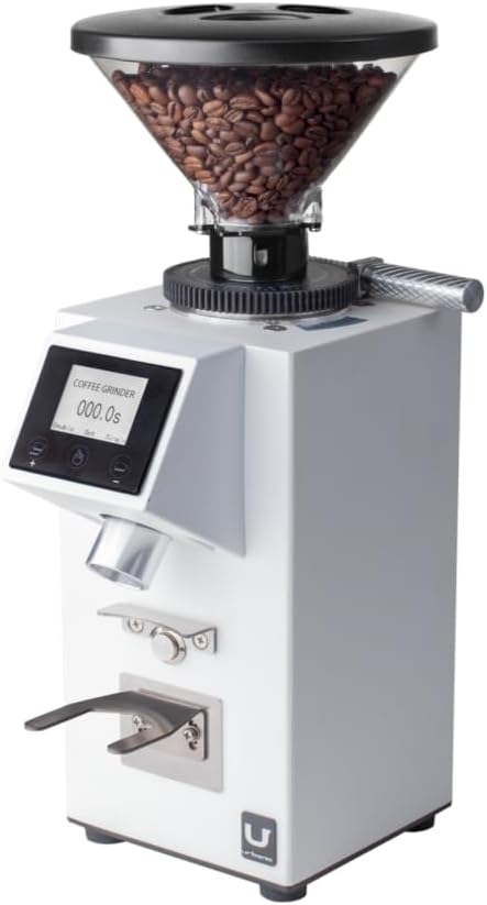 Urbanic 090 Electric Coffee Grinder (110~220v) / straight Titanium burr 60mm/ (White) / (Made in Korea), 125*125*39(mm)