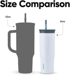 Owala Stainless Steel Triple Layer Insulated Travel Tumbler with Spill Resistant Lid and Straw, BPA Free, 24 oz, Grey/Blue (The Great Blue)