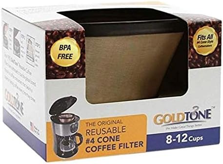 GoldTone Brand Reusable No.4 Cone Style Replacement Cuisinart Coffee Filter replaces your Permanent Coffee Filter for Cuisinart Machines and Brewers (2 Pack)