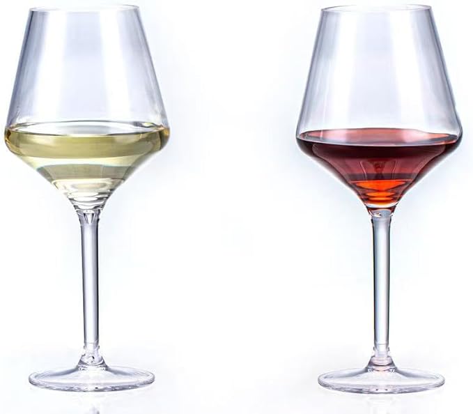 16-ounce Plastic Stem Wine Glasses, All Purpose Arcylic Glasses, set of 6 Clear Reusable Shatter-resistant Dishwasher Safe