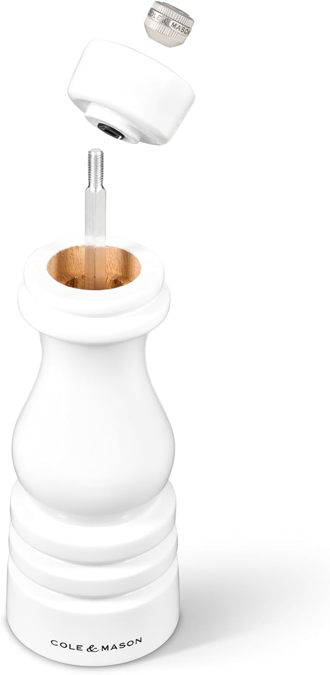 Cole & Mason London Refillable Spice Mill - Kitchen & Home Accessory - Table Salt Grinder - Salt Mill with Ceramic Mechanism - 7", White Gloss
