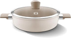 Aluminum Saute Pot with Ceramic Coated Non-Stick Surface, 7-Layer Coating, Tempered Glass Lid, All Cooktops Compatible, PFOA, PFAS, Lead, Cadmium Free, 4.44L / 4.69Quarts