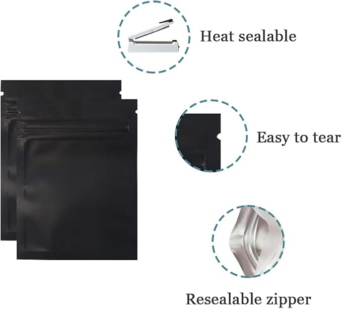 PABCK 1000 Pack 2.9x3.9inch (2.5x2.7inch inside size) Resealable Zipper Lock Food Storage Bags for Zip Heat Seal Lock Coffee Foil Packaging Pouch for Food Self Sealing Storage Supplies
