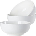 60 oz Large Soup Bowl, Pho Bowls, 8-Inch Off-White Porcelain Bowls Set of 3, Perfect for Hearty Meals and Serving