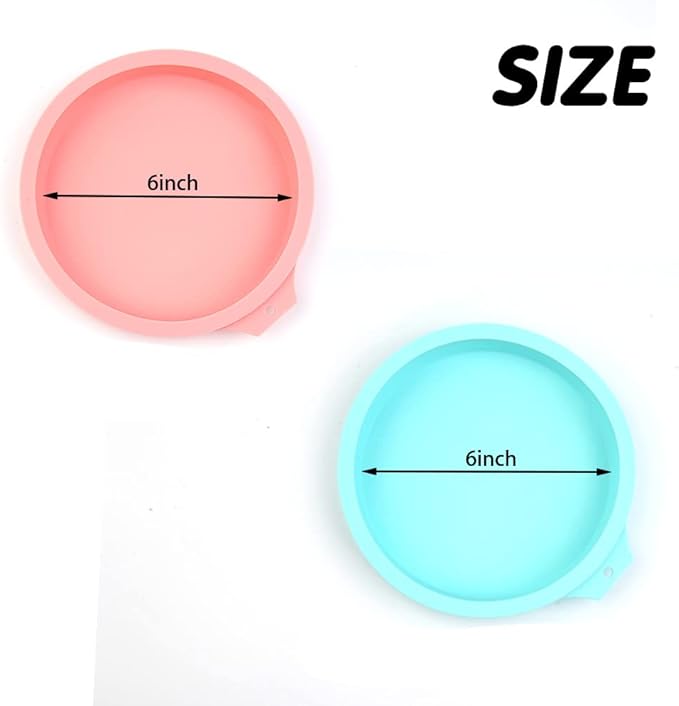 4 Pcs Layer Cake Pan Set, 6 Inch Silicone Round Cake Mold Rainbow Non-Stick Baking Tins for Jumbo Whoopie Pie Cake Vegetable Pancakes Taco Shells Pizza Crust Omelet Frittata, Resin Craft