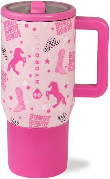HydroJug Kids - 20 oz Insulated Kids Water Bottle with Flip Straw & Handle | Leak-Proof & Durable | Perfect for School, Sports, Lunch, Travel & Camp, Cowgirl