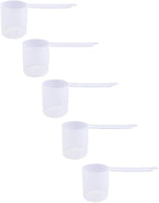Plastic Measuring Scoop, (80 cc | 1/3 Cup | 2.7 fl oz. | 80 mL) Long Handle Spoons for Powders, Granules, Coffee, Pet Food, Baking Supplies, Protein and Other Dry Goods, BPA Free (Set of 5)