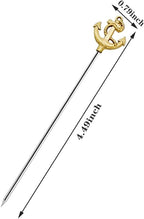 RRRuo Anchor Cocktail Picks Reusable Stainless Steel Cocktail for Appetizer Olives Sandwiches Cherries Garnish Forks Fruit Skewers Toothpicks 8 pieces (Gold)
