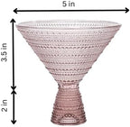 LEMONSODA Hobnail Pink/Clear Martini Glasses Vintage Cocktail Glasses (9oz) for Martini, Cocktail, Margarita, Cosmopolitan, Manhattan (Pink, Set of 4)