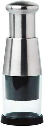 Stainless Steel Garlic Press Mincer with Comfortable Grip, Built-in Spring, 6.3 Inch Height, Clear Collection Cup