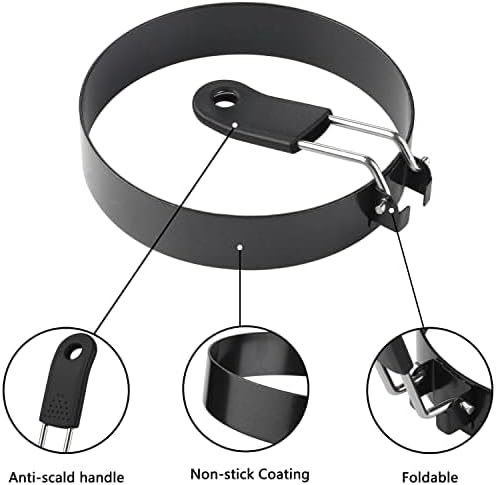 zeeooil Egg Rings 2 Pack Large 6 Inch Pancake Mold 2 Pack 3.5 Inch Stainless Steel Nonstick Egg Ring, Egg Mold for Frying Eggs (2 Packs 3.5"+2 Packs 6")
