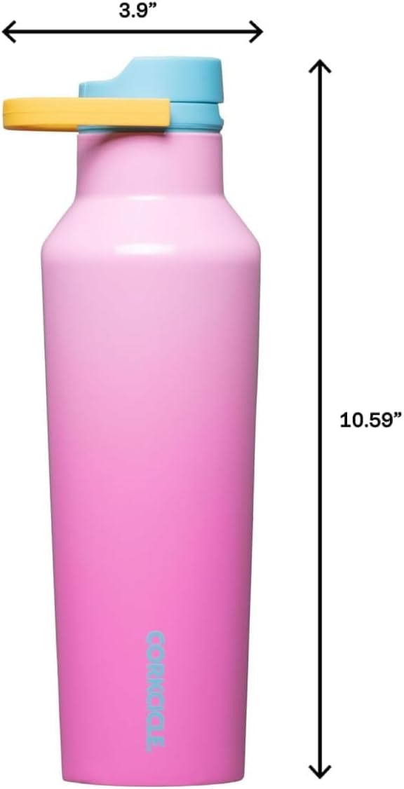 Corkcicle Sport Canteen Insulated Tumbler, Pink Pop, 20 oz – Reusable Water Bottle Keeps Beverages Cold for 25 Hours & Hot 12 Hours – Cupholder Friendly Tumbler with Screw-On Cap